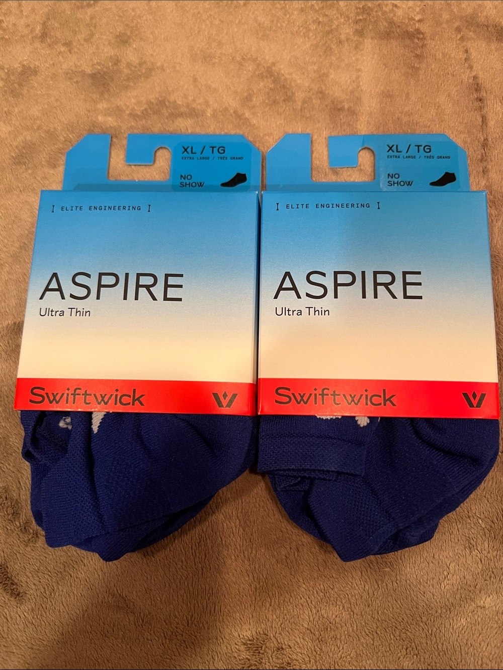 Aspire Ultra Thin No-Show Socks - Blue 2-Pack